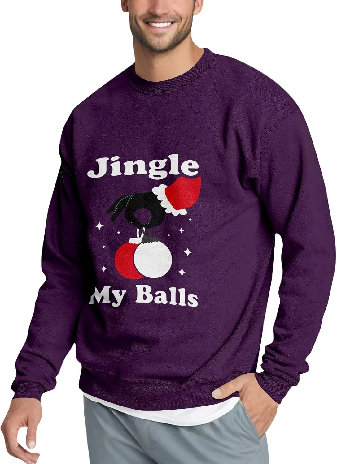 

Рождественский свитшот для мужчин Funny Xmas Print, Loose Fit, Oversized Santa Print Hoodie FQZWONG