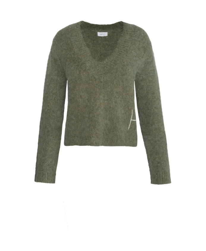 

Свитер оливково-зеленого цвета с деталью в виде буквы «h». HãSt, зеленый