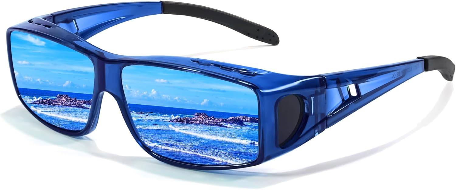 

Солнцезащитные очки Myiaur для мужчин и женщин, поляризованные, с защитой от УФ-излучения UV400, антибликовые, подходят для вождения на открытом воздухе, A02 Transparent Blue/Blue Lens