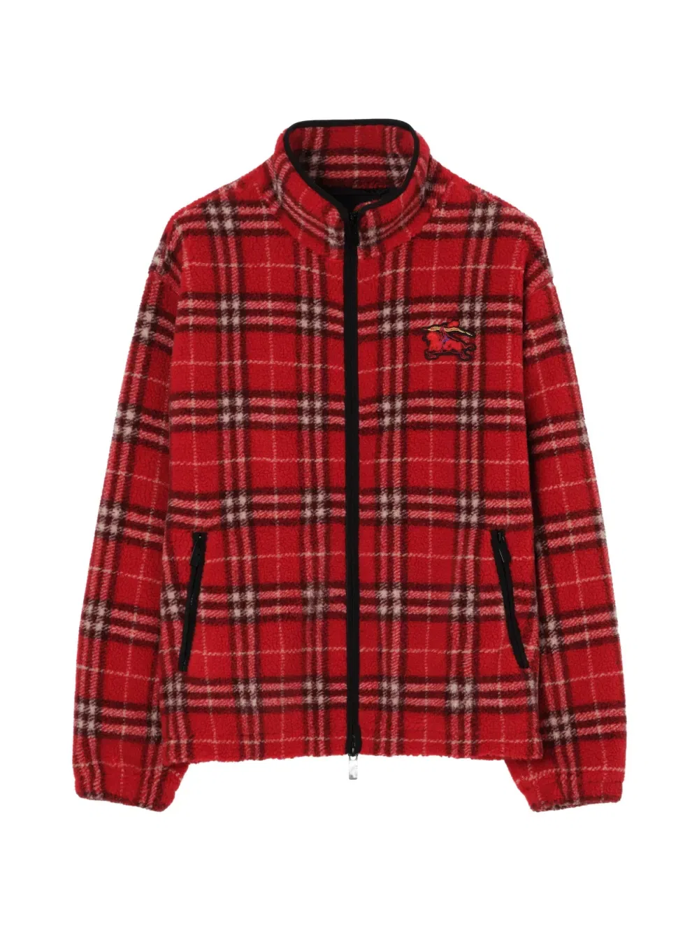 Куртка Burberry клетчатая флисовая с воротником-стойкой, красный