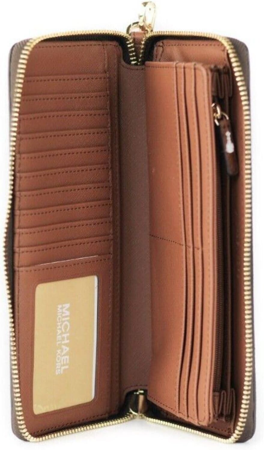 

Женская сумка на молнии Michael Kors, коричневая, 2019 г., кошелек большого размера