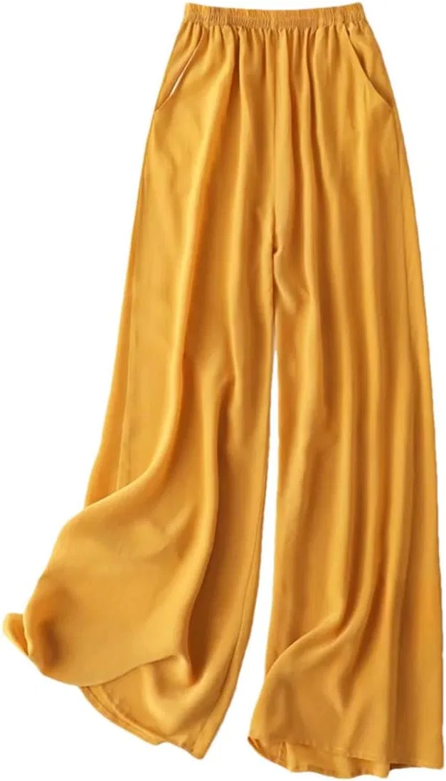 Широкие брюки, шелк, Grass Yellow