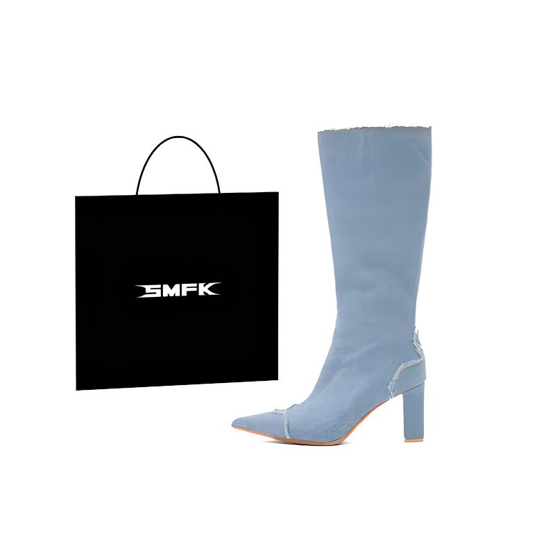 SMFK Высокие сапоги женские Blue Denim, цвет Blue Denim