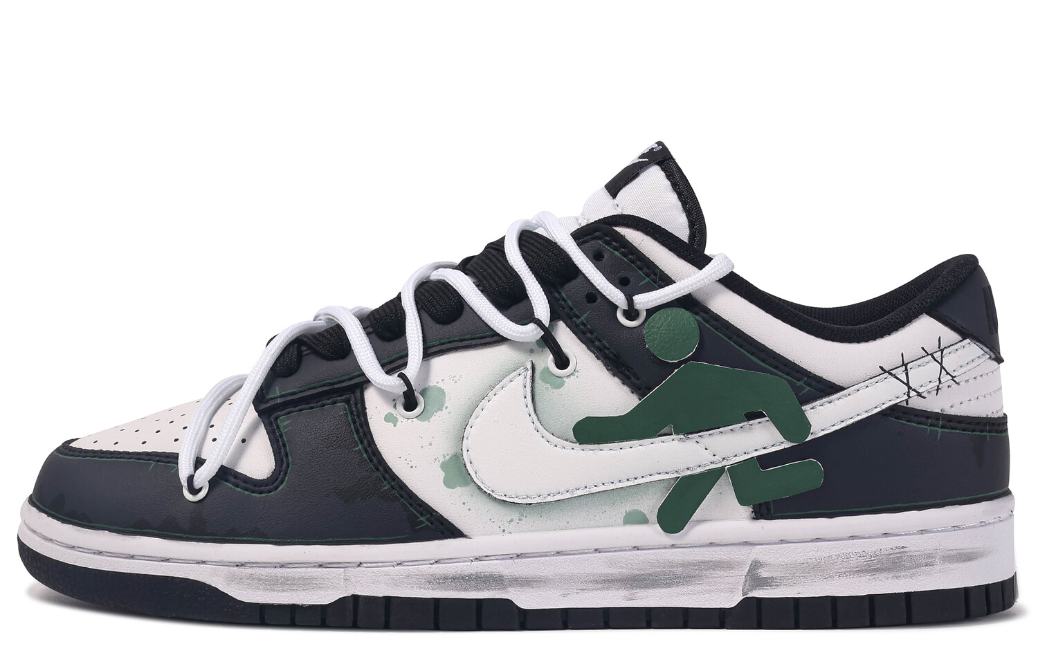 

Кроссовки Nike Dunk Skateboarding Shoes Women's Low-top Black And White/green, черный