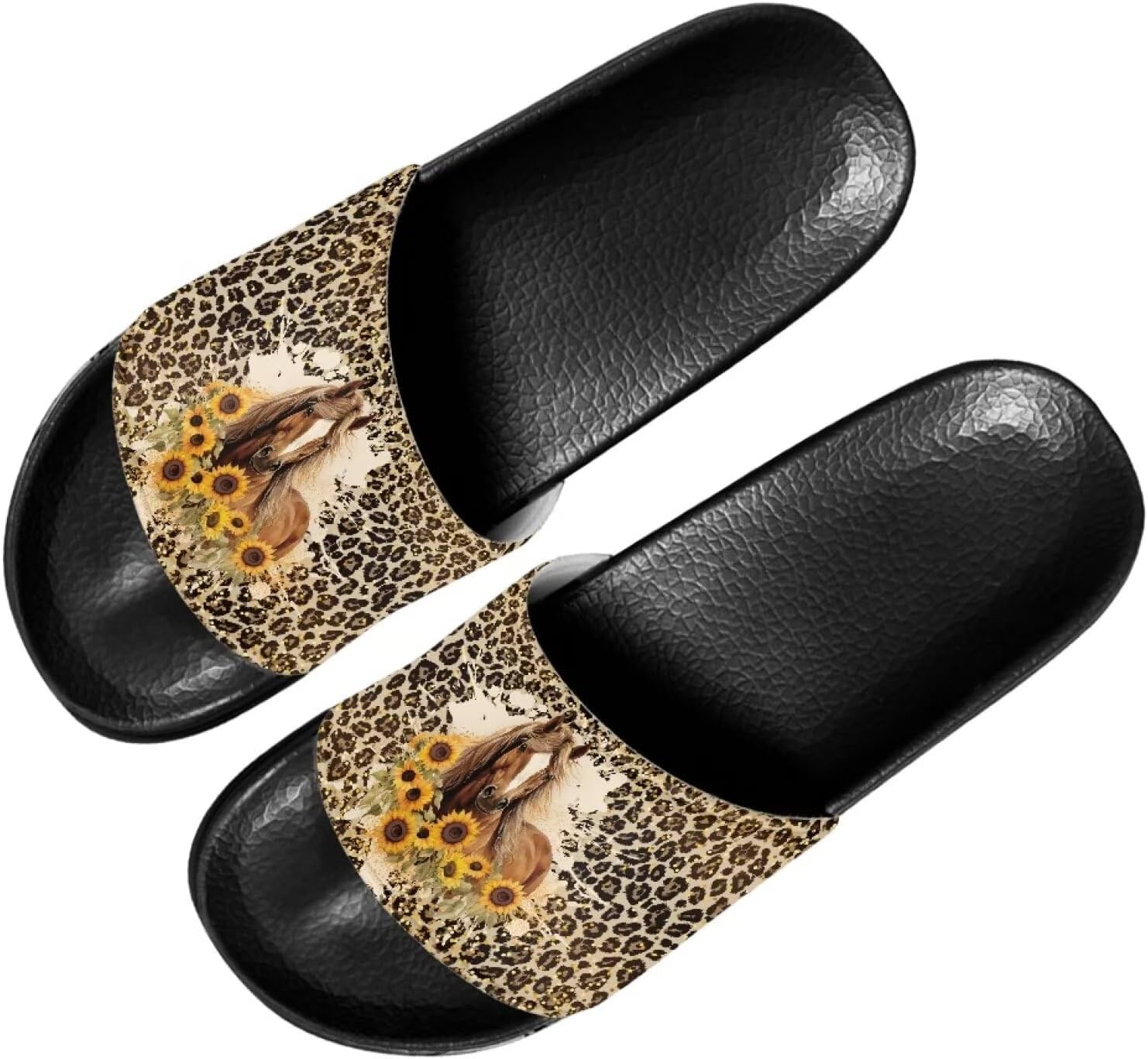 

Сланцы с принтом американского флага и лапы собаки Forchrinse для женщин и мужчин, легкие летние пляжные спортивные шлепки, Horse on Wild Leopard Print