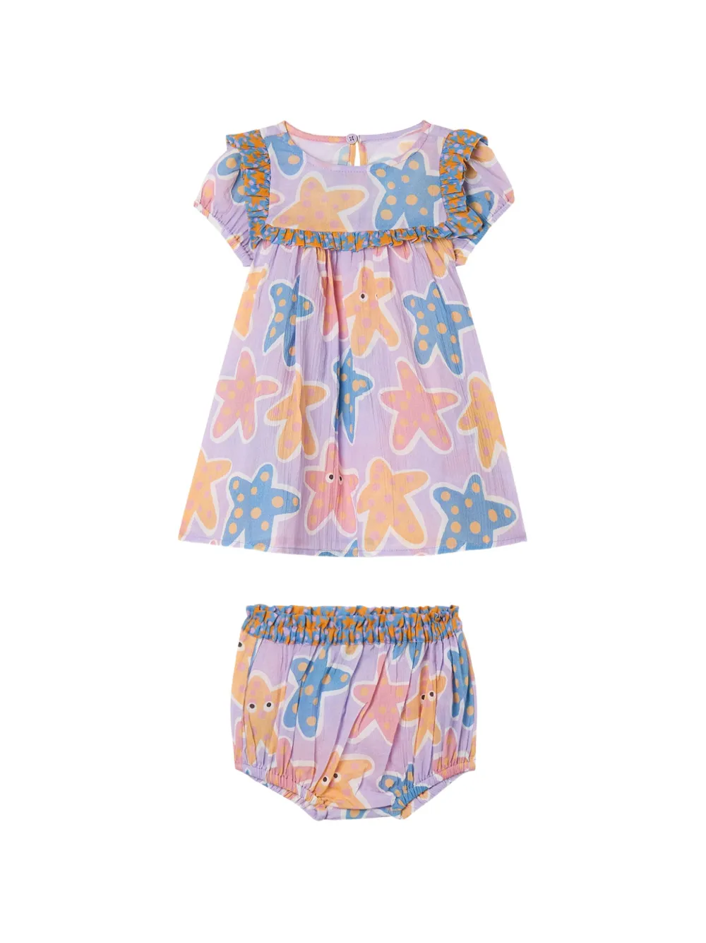 

Комбинезон с оборками и принтом морских звезд (набор из двух штук) Stella Mccartney Kids, фиолетовый