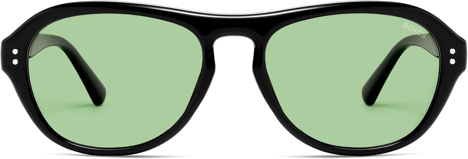 

Солнцезащитные очки-авиаторы SOJOS в стиле ретро с поляризацией для женщин и мужчин, модные в стиле 80-х и 90-х, защита от ультрафиолета UV400, модель SJ2648, Black/Light Green Tint