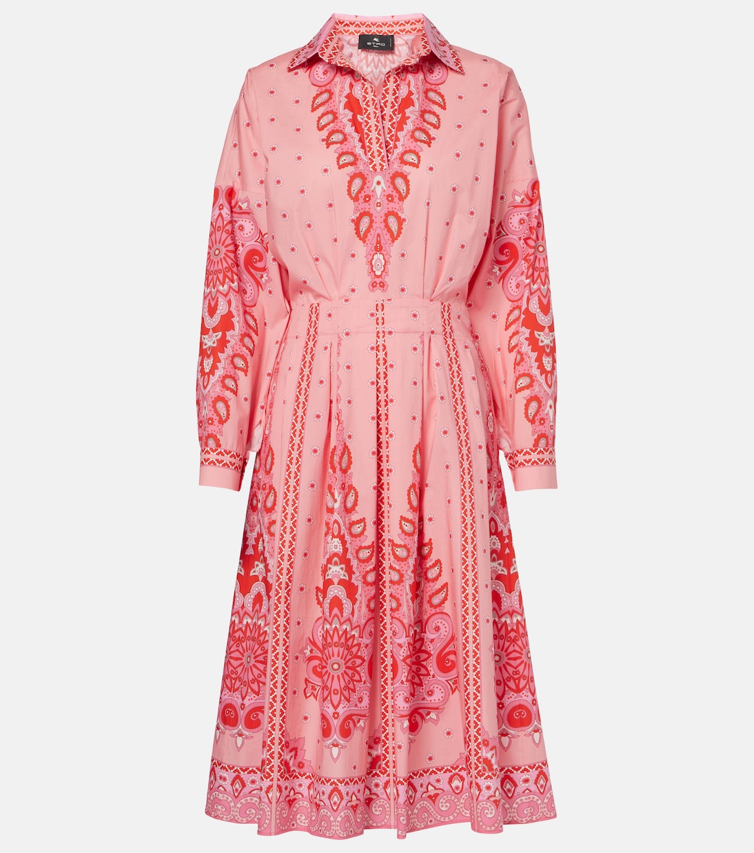 

Платье миди из смесового хлопка с принтом Etro, Print On Pink Base