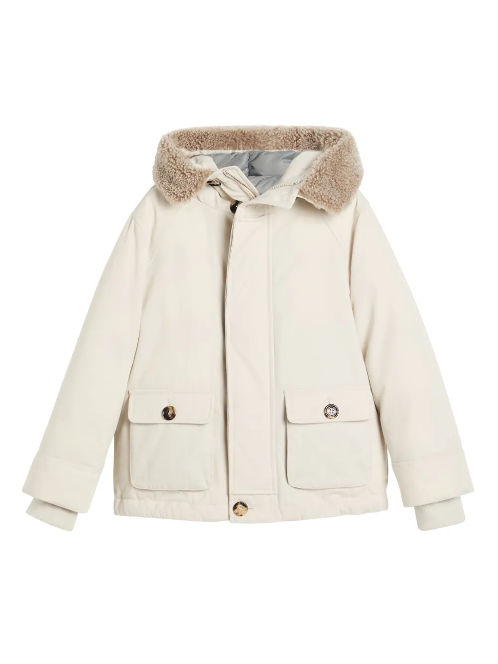 

Пуховик с капюшоном Brunello Cucinelli Kids, нейтральный