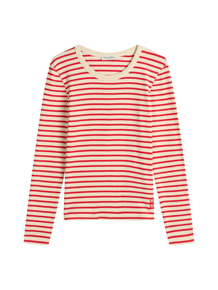

Marc O'Polo Полосатая футболка с длинным рукавом, стандартного размера, средне-красного цвета