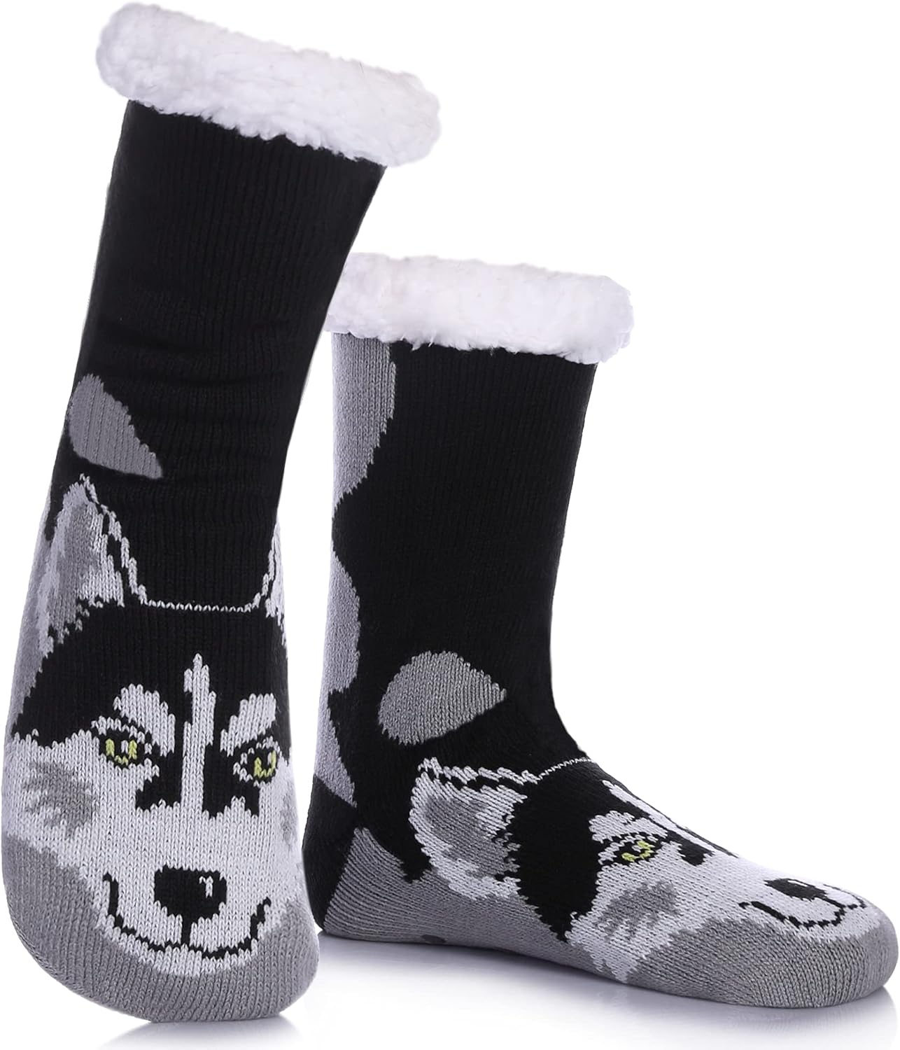 

Мужские домашние носки-тапочки DYW с животным принтом, пушистые, противоскользящие, теплые зимние, мягкие, толстые с флисовой подкладкой