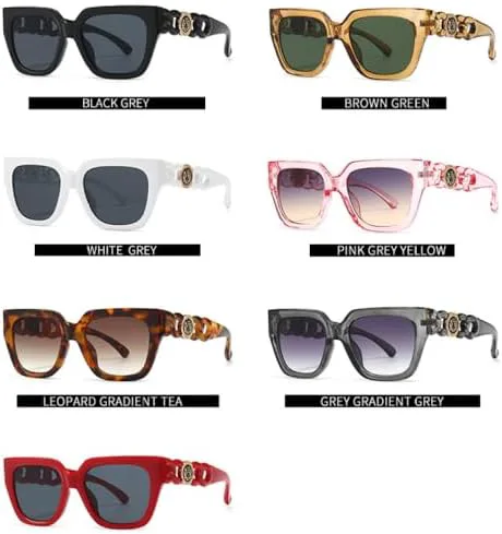 

Солнцезащитные очки в стиле ретро квадратной формы для женщин и мужчин, винтажные прямоугольные солнцезащитные очки с защитой от УФ-излучения UV400 MTZJH, Brown Green