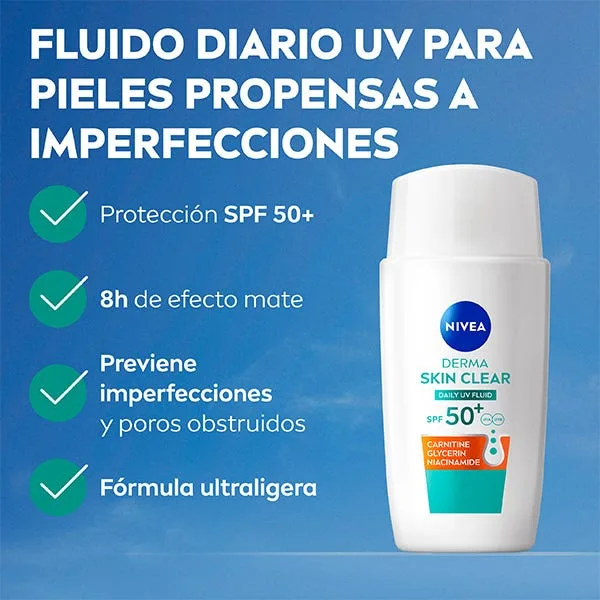Ежедневный солнцезащитный флюид SPF 50+ NIVEA Derma Skin Clear 1 шт — фото 2