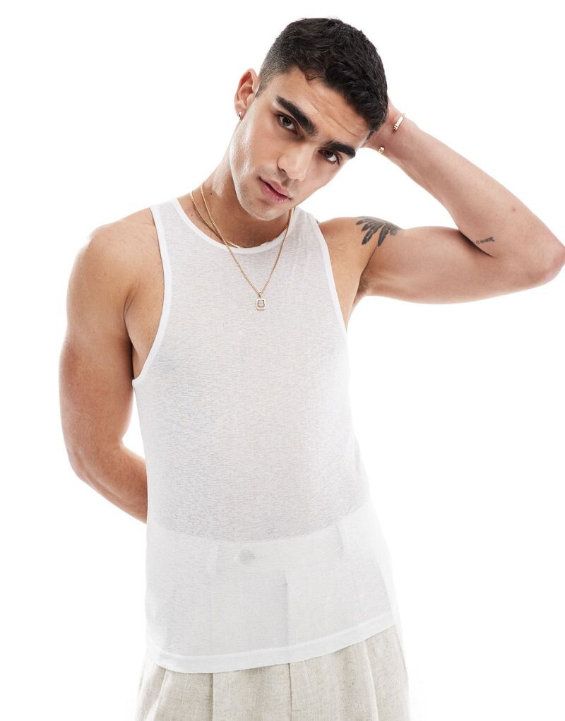 

Белый жилет из прозрачной фактурной ткани ASOS DESIGN - WHITE