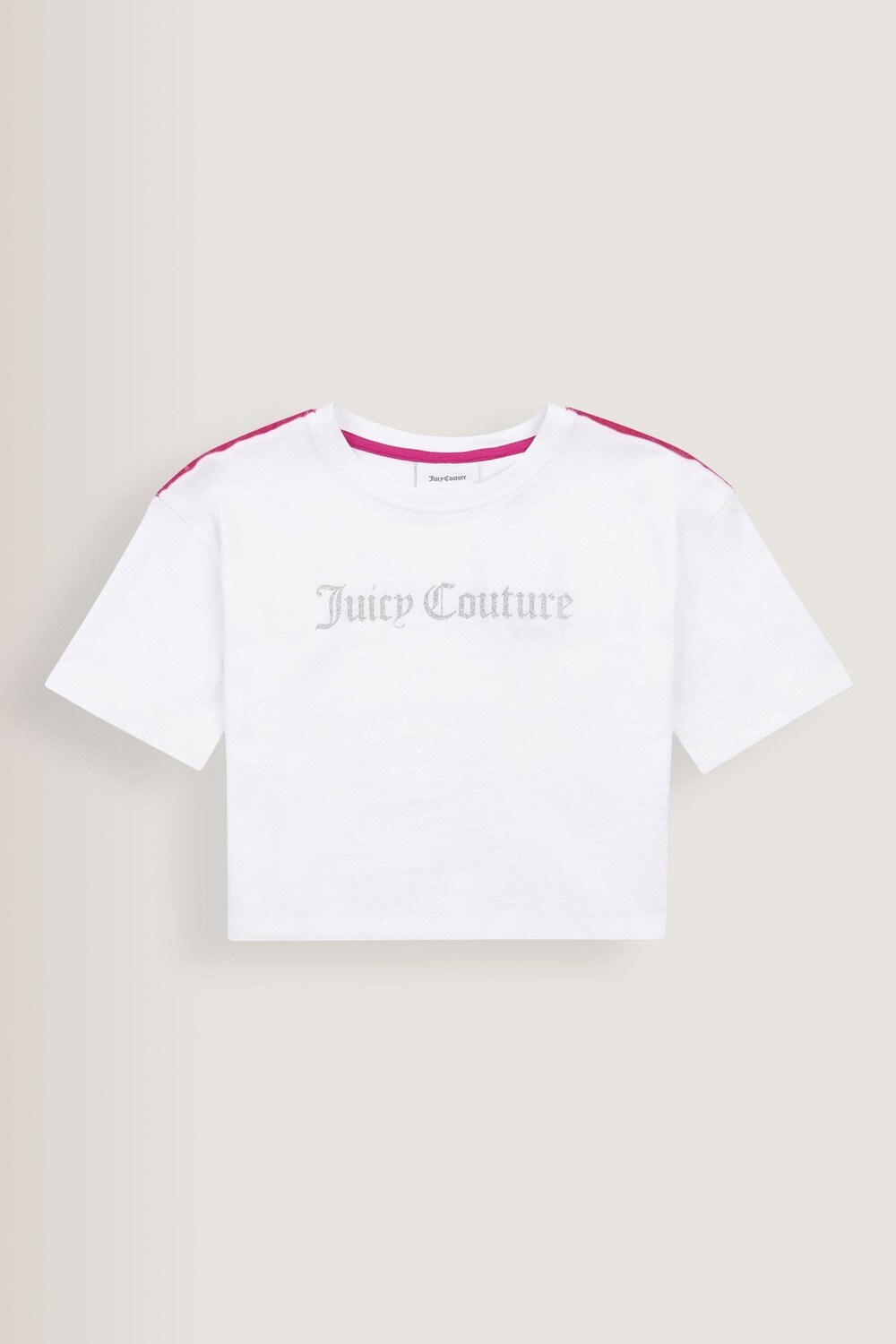 

Белая широкая футболка с велюровой отделкой Juicy Couture, белый