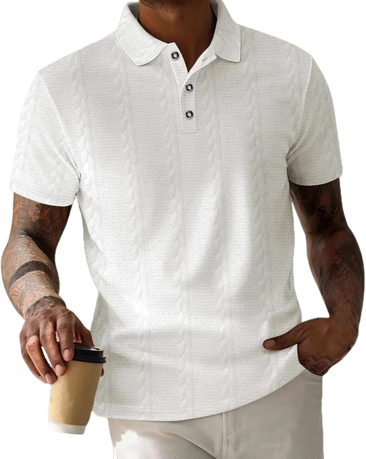 

Мужская футболка Casual с текстурной вязкой, Regular Fit, летняя