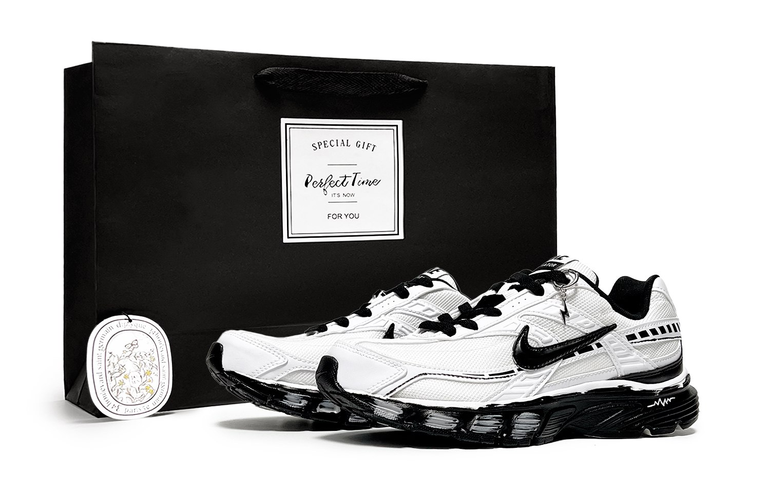 

Nike Инициатор устойчивые к истиранию низкие повседневные городские кроссовки для бега мужские black white