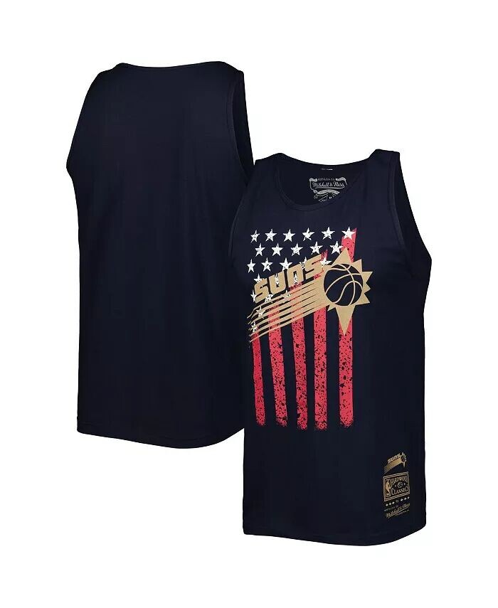 

Мужская темно-синяя майка Phoenix Suns Hardwood Classics Americana со звездами и полосками Mitchell & Ness