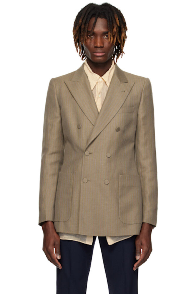 

Блейзер в полоску цвета загара Dries Van Noten