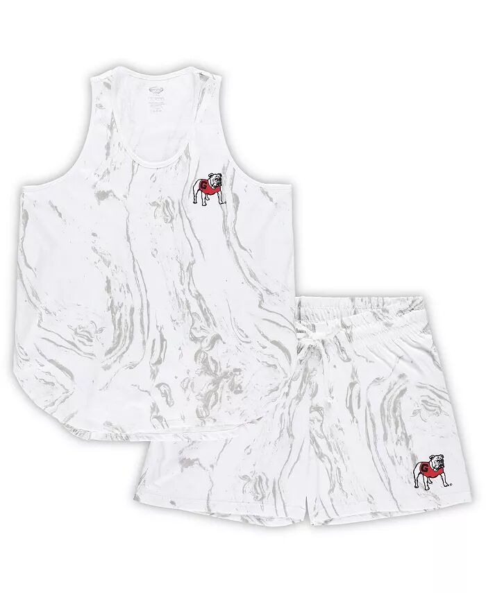 

Женский белый комплект Georgia Bulldogs Plus Size из майки и шорт с мраморным принтом Profile