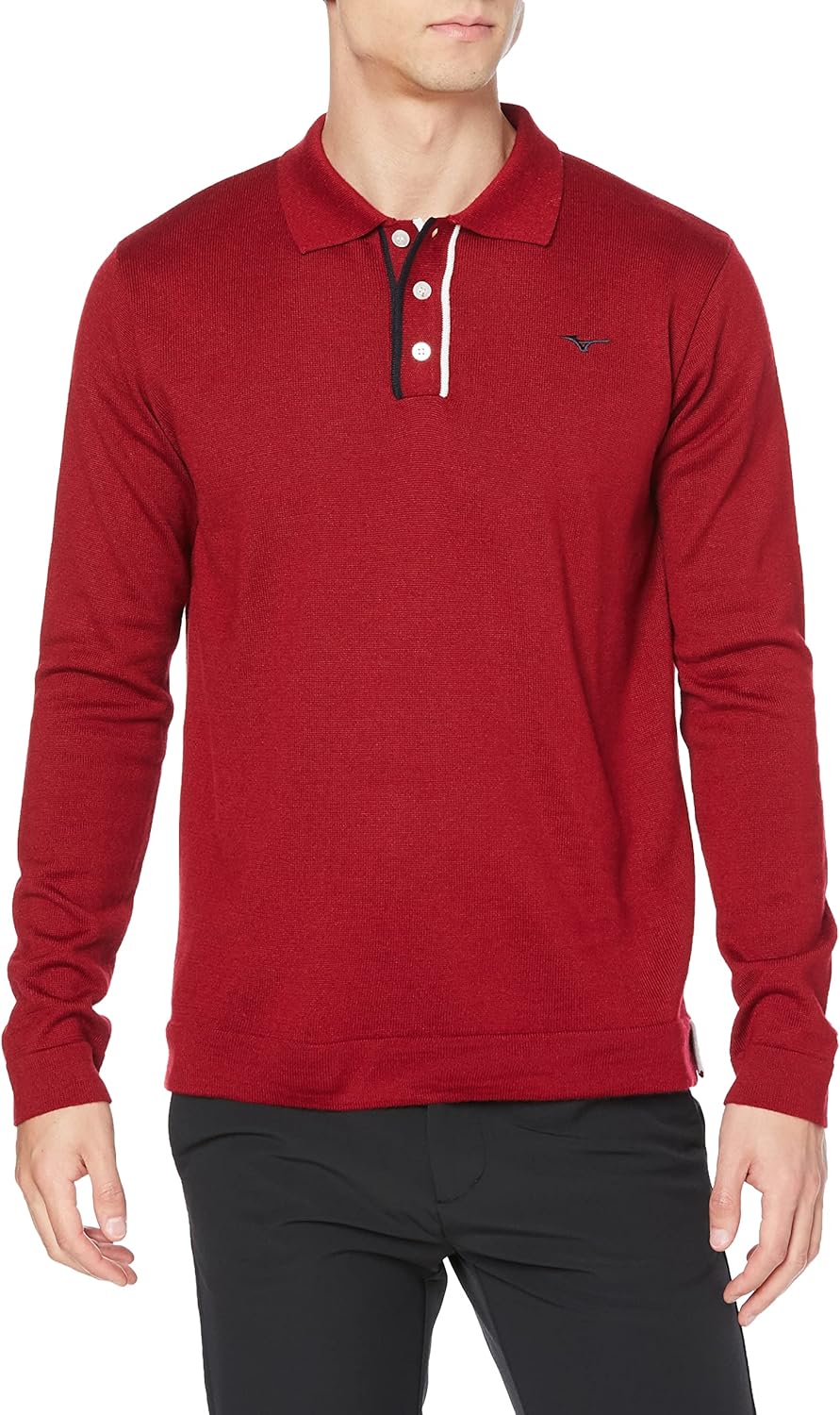 

Мужская поло-рубашка Mizuno E2JC2522 Breath Thermo Knit, с длинным рукавом, влагопоглощающая, теплоотводящая, красный