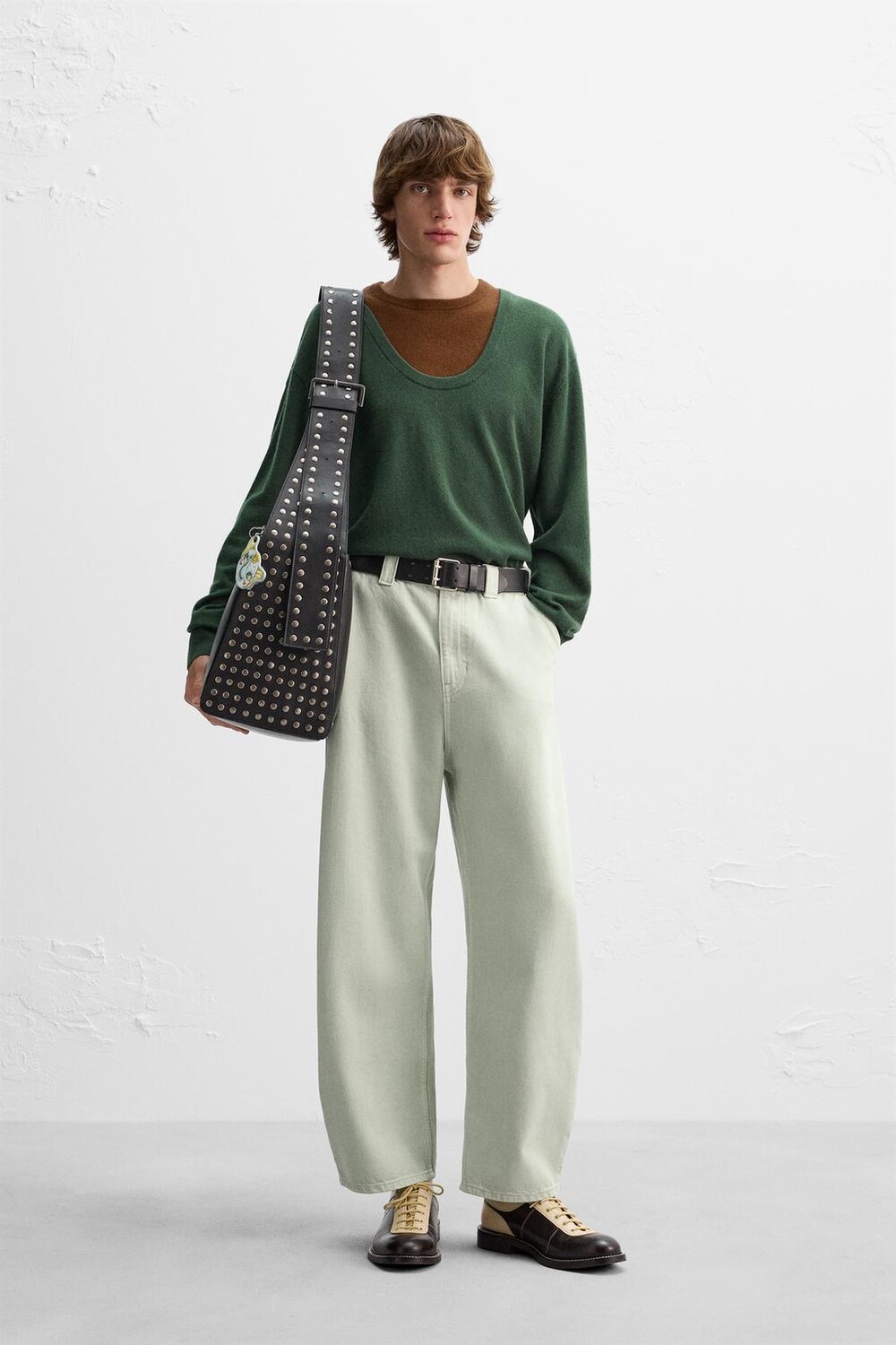

Шерстяной свитер color block x harry lambert ZARA, зеленый