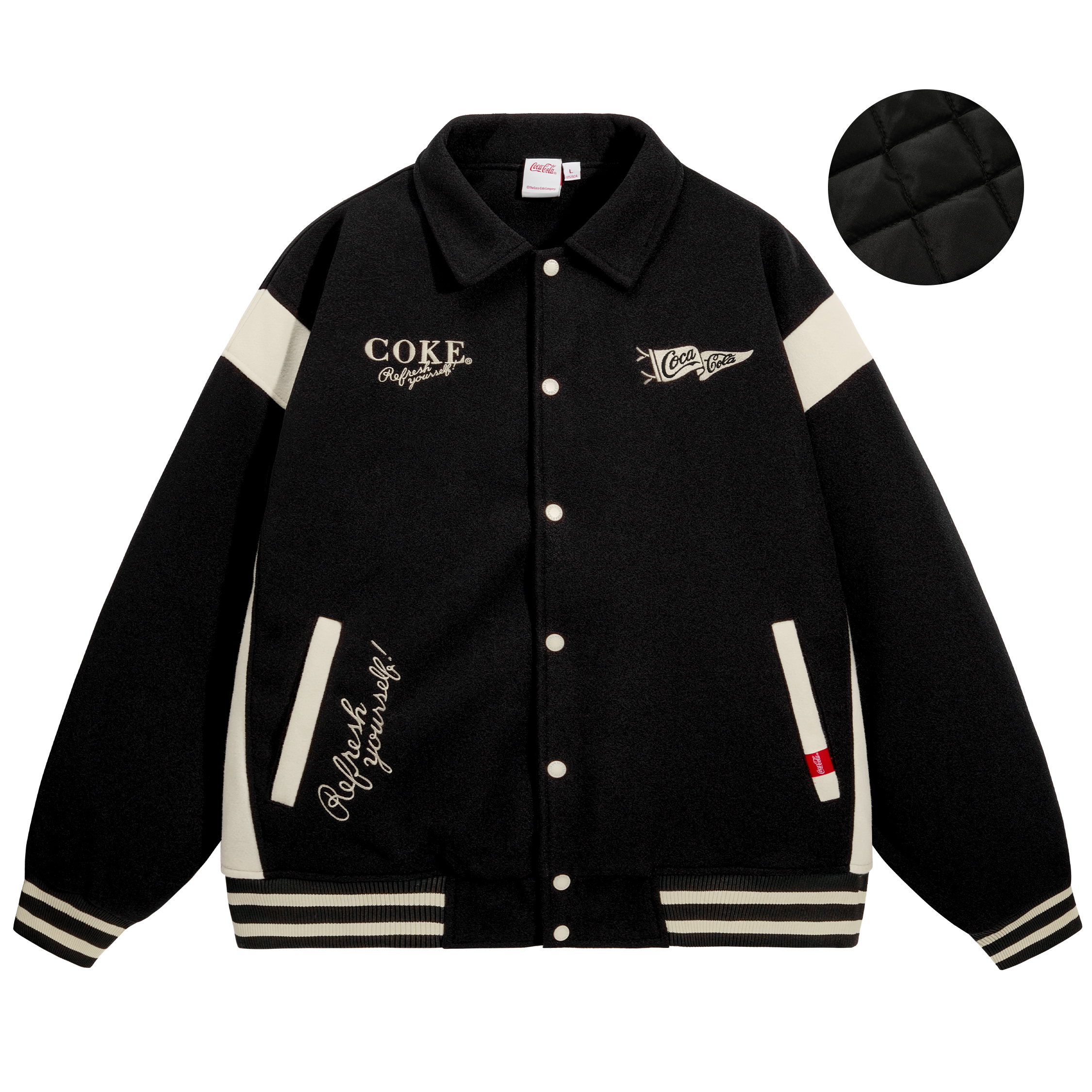 

Coca-Cola Куртка бейсбольная унисекс Coca Cola, Black (Padded)