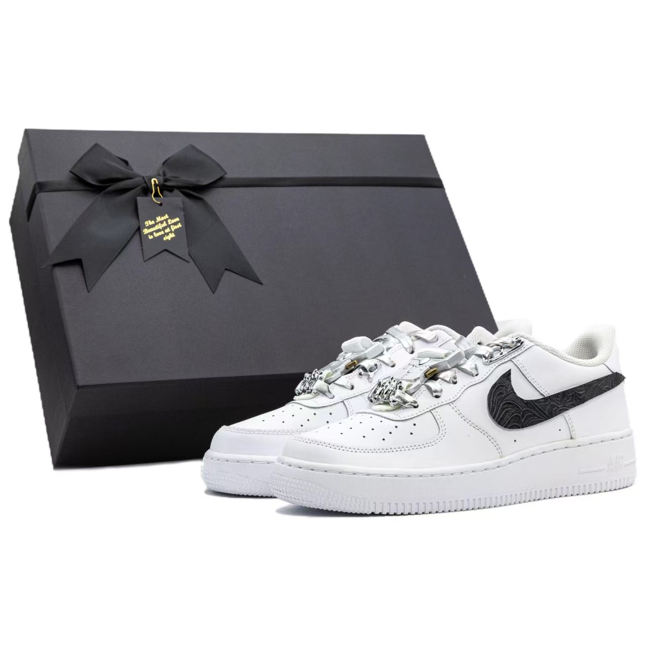 

Nike Кроссовки Air Force 1 Yumei Obsidian Box в комплекте. Низкие, износостойкие, противоскользящие, для скейтбординга, мужские, белые