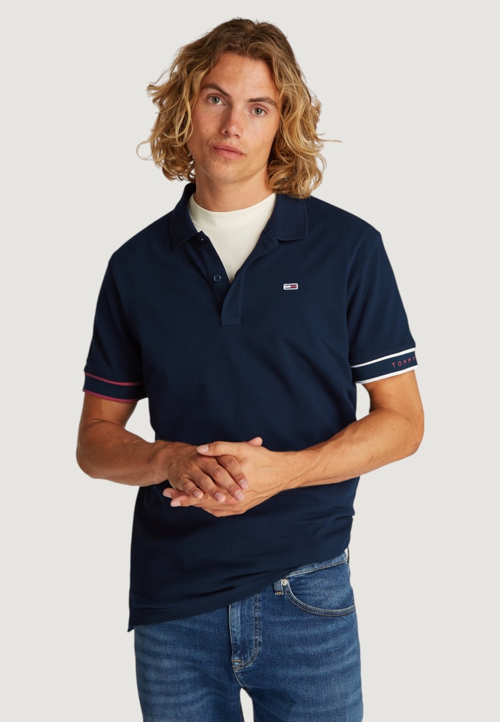 

Поло FLAG CUFF Tommy Jeans, синий