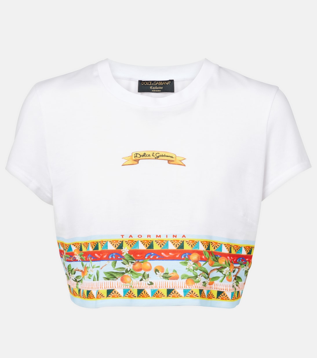 

Короткая футболка из хлопка с принтом Dolce&Gabbana, Optical White