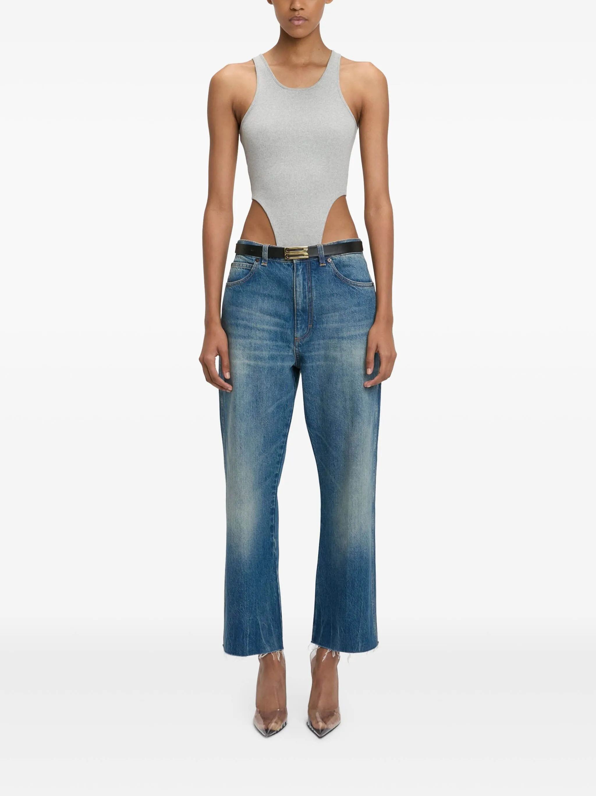 

Боди с высоким вырезом Victoria Beckham, серый