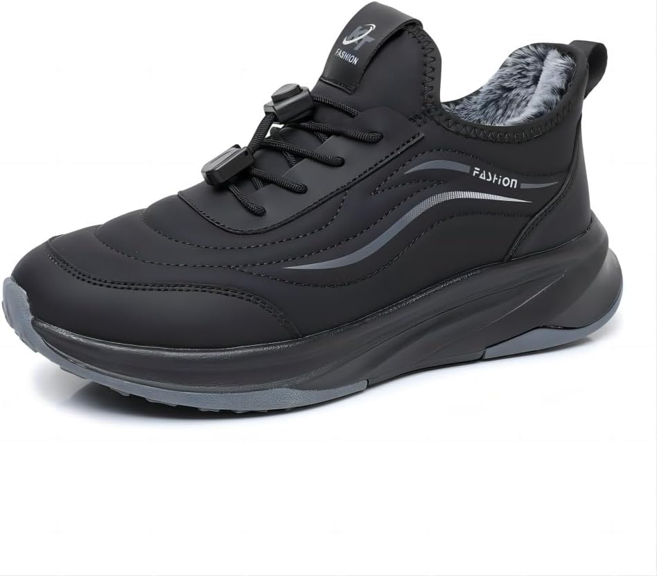 

Мужские зимние повседневные хлопковые туфли Asifn, водонепроницаемые кроссовки, теплые прогулочные обувь, легкие ботинки с амортизирующей стелькой и флисовой подкладкой, черный