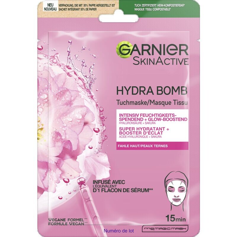 

Тканевая маска Hydra Bomb Sakura Glow Booster Garnier, 1 шт.