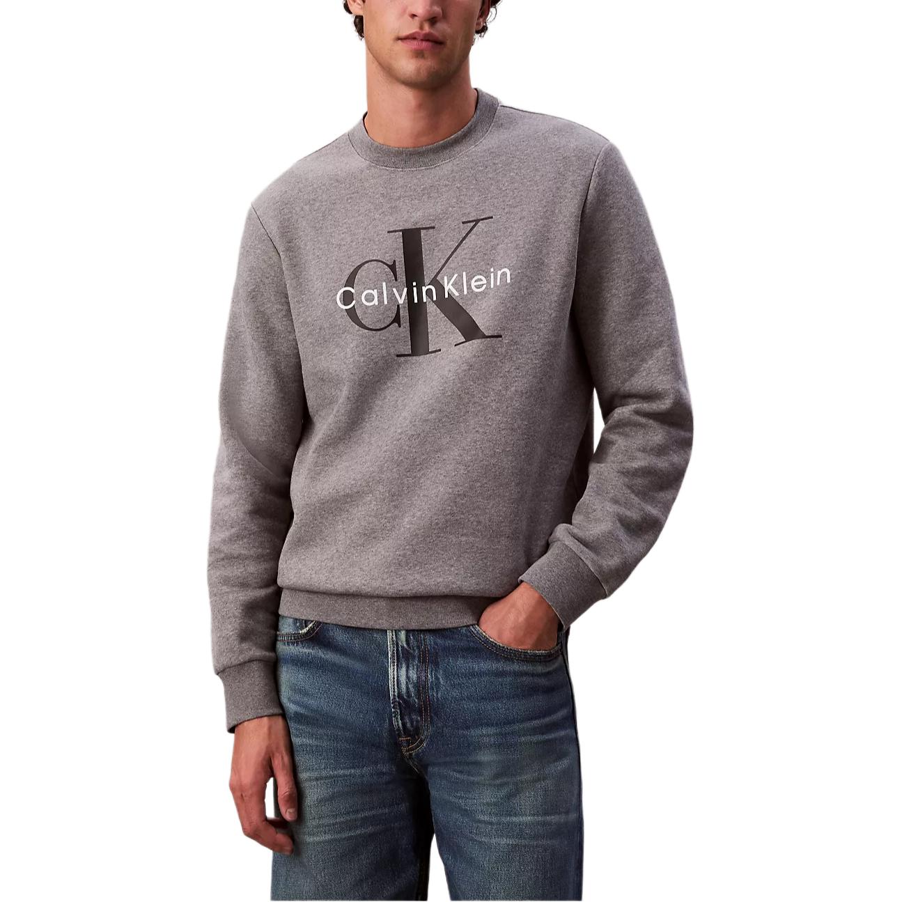 Calvin Klein Мужская толстовка серого цвета с круглым вырезом, средней толщины