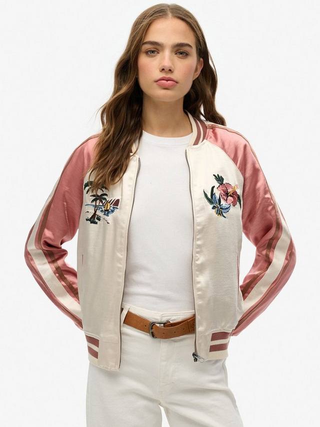 

Вышитая суйкаджаном куртка - бомбер Superdry, цвет Rice White