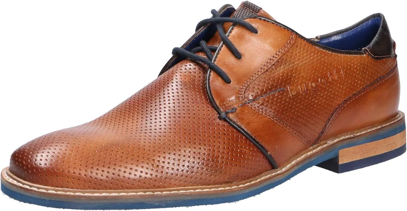 Мужские туфли-дерби Bugatti 311461033535, Brown Cognac Dark Blue 6341
