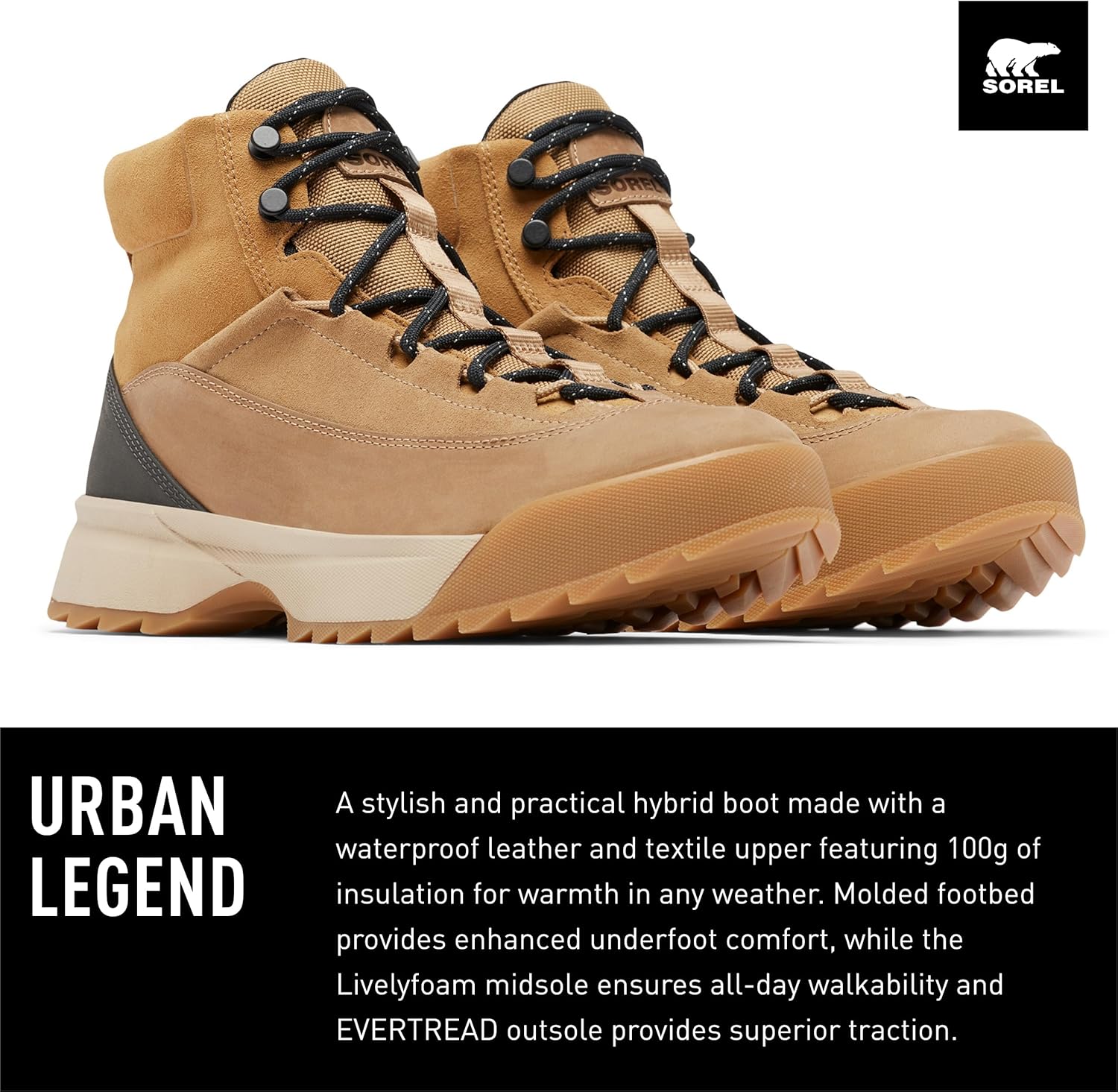 Мужские водонепроницаемые ботинки Sorel Scout 87' Mid, Caribou Buff, Gum 2 — фото 2