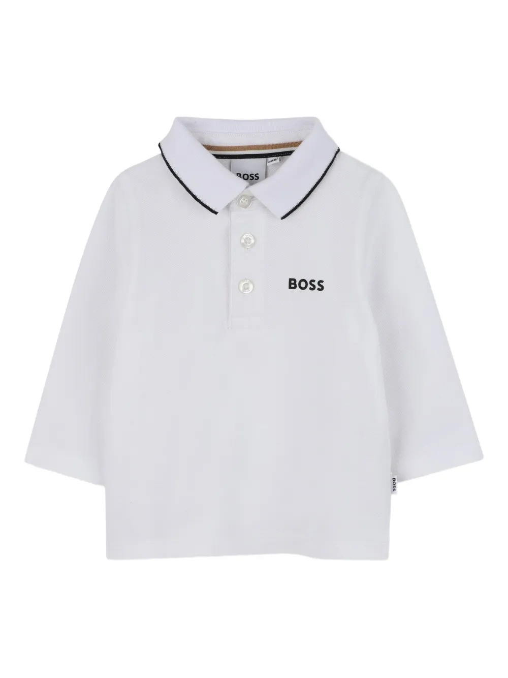 

Рубашка поло с длинными рукавами и логотипом BOSS Kidswear, белый