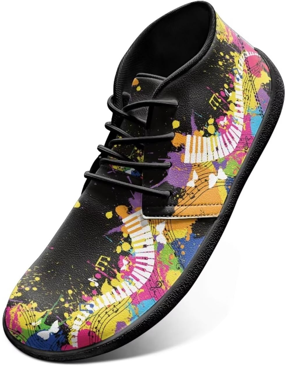 

Ботинки с широкой носочной частью, кроссовки с нотами для женщин и мужчин, модные шнурованные туфли с нулевым перепадом подошвы, минималистичная обувь Chririnla, Watercolor Piano Key