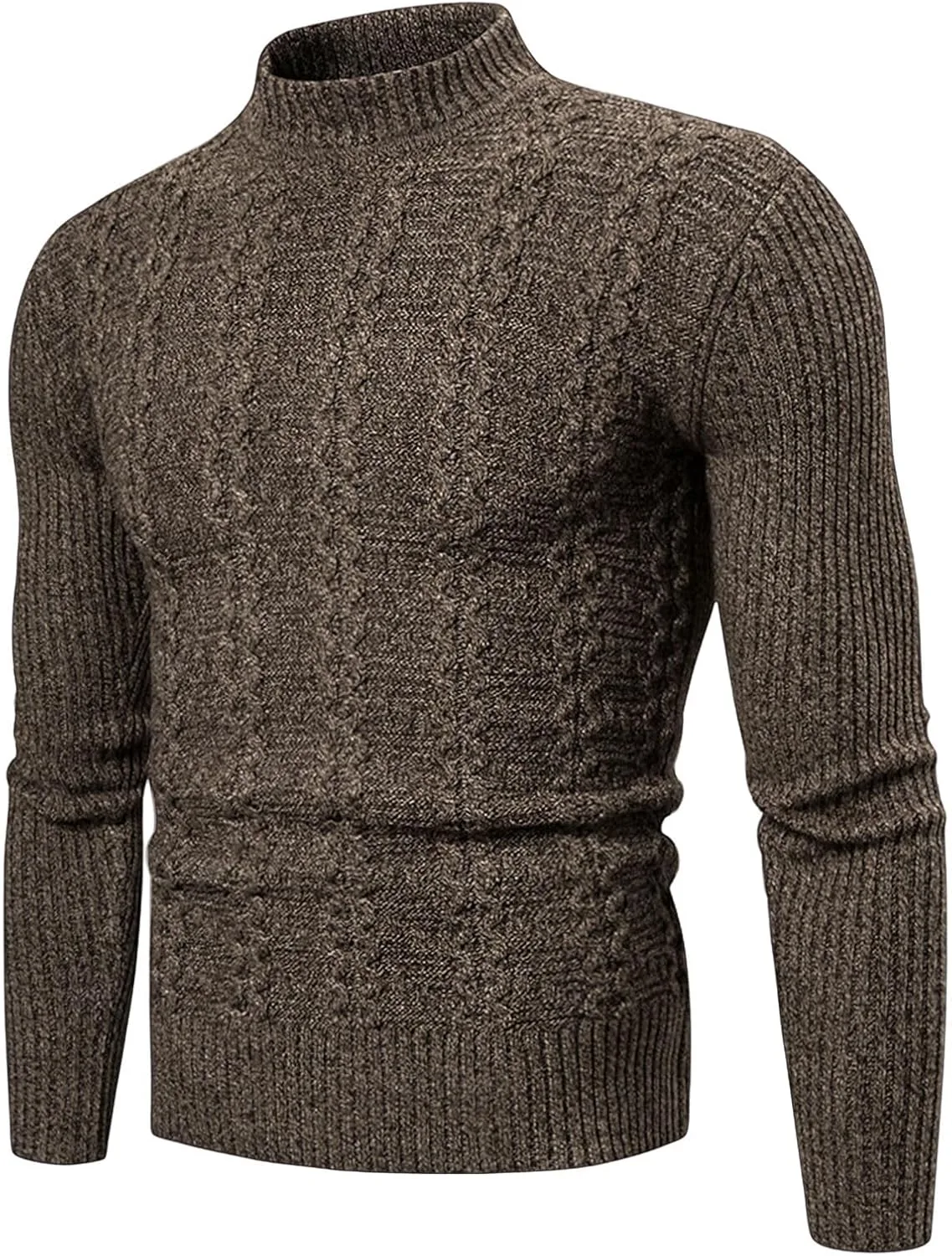 

Мужской свитер с длинным рукавом и воротником-гольф, вязаный крючком