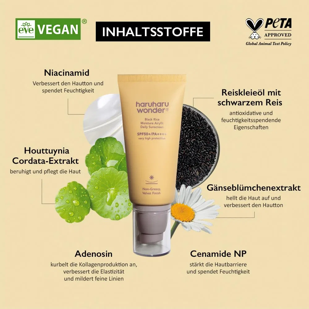 Солнцезащитный крем для лица Haruharu Wonder Black Rice Moisture Airyfit Daily Sunscreen, 50 мл Haruharu — фото 3