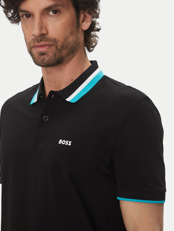 Рубашка поло стандартный крой Paddy Ap Heritage 50538101 Boss, черный — фото 4