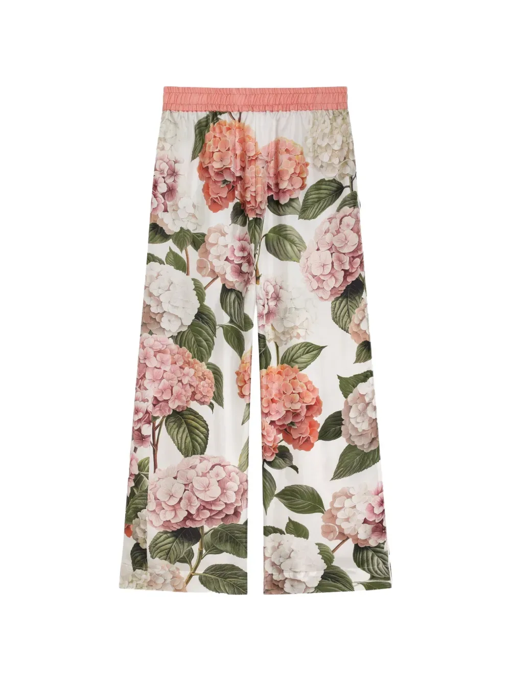Шелковые брюки с принтом Hydrangea Dolce & Gabbana Kids, белый