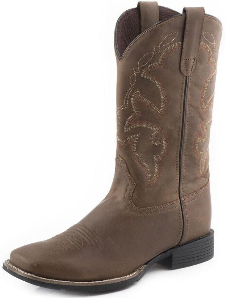 

Мужские повседневные сапоги Roper Monterey с квадратным носком и вышивкой, на средней голени, синие, коричневые