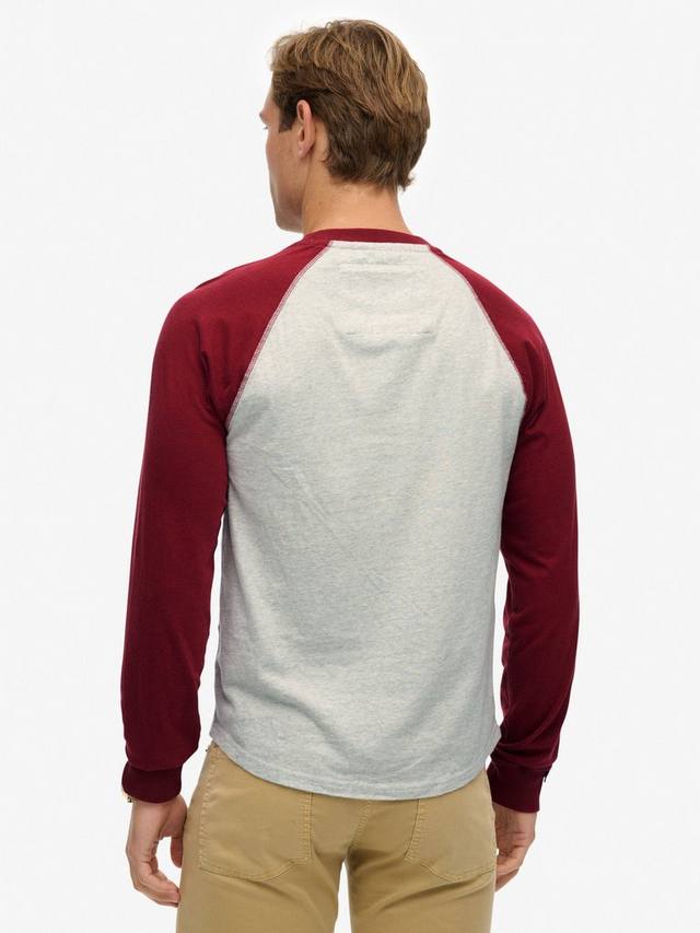 Винтажный бейсбольный свитшот Superdry, Grey/Burgundy — фото 2