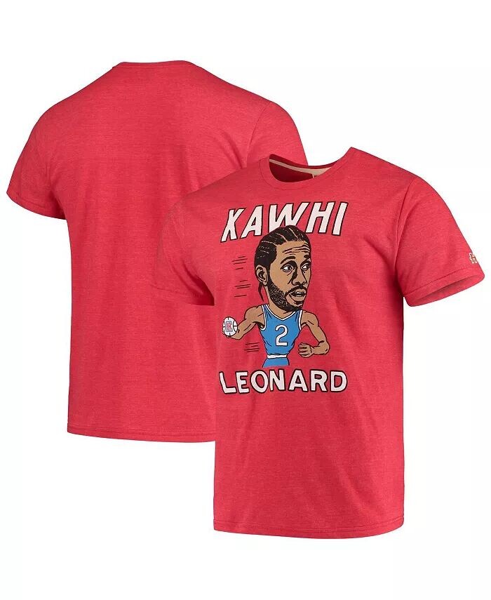 

Мужская красная футболка Kawhi Leonard LA Clippers Caricature Tri-Blend Homage
