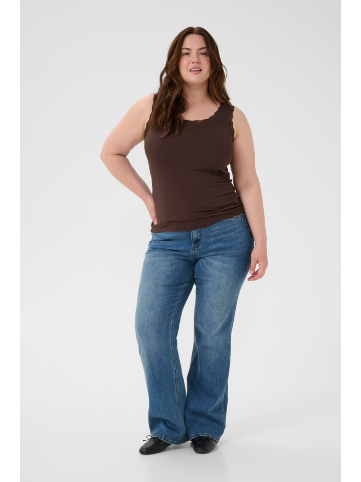 

KAFFE curve Футболка-джерси KComia облегающего кроя, цвет черный кофе