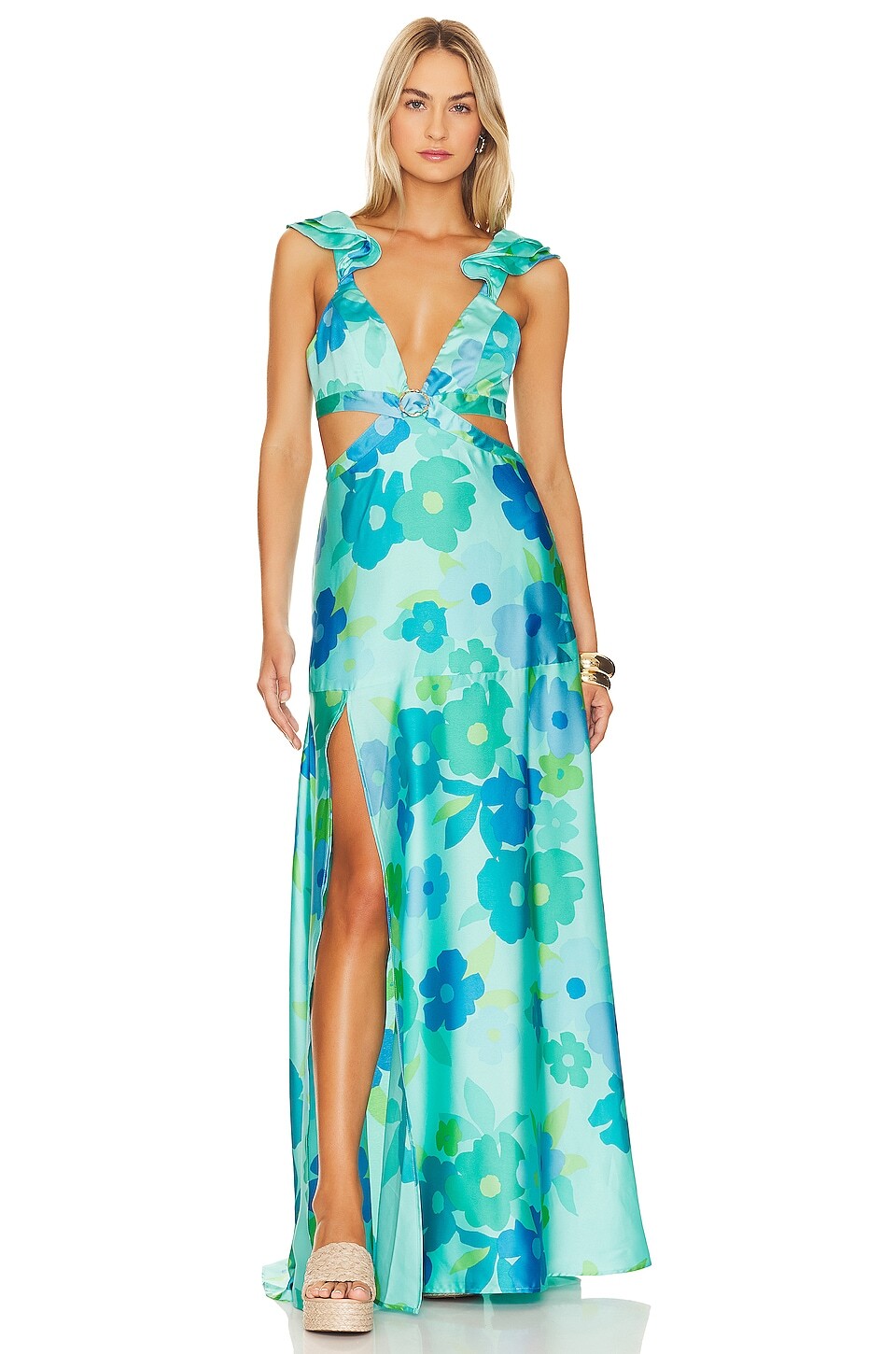 

Платье макси Show Me Your Mumu Francie, цвет Blue Piccadilly Flora