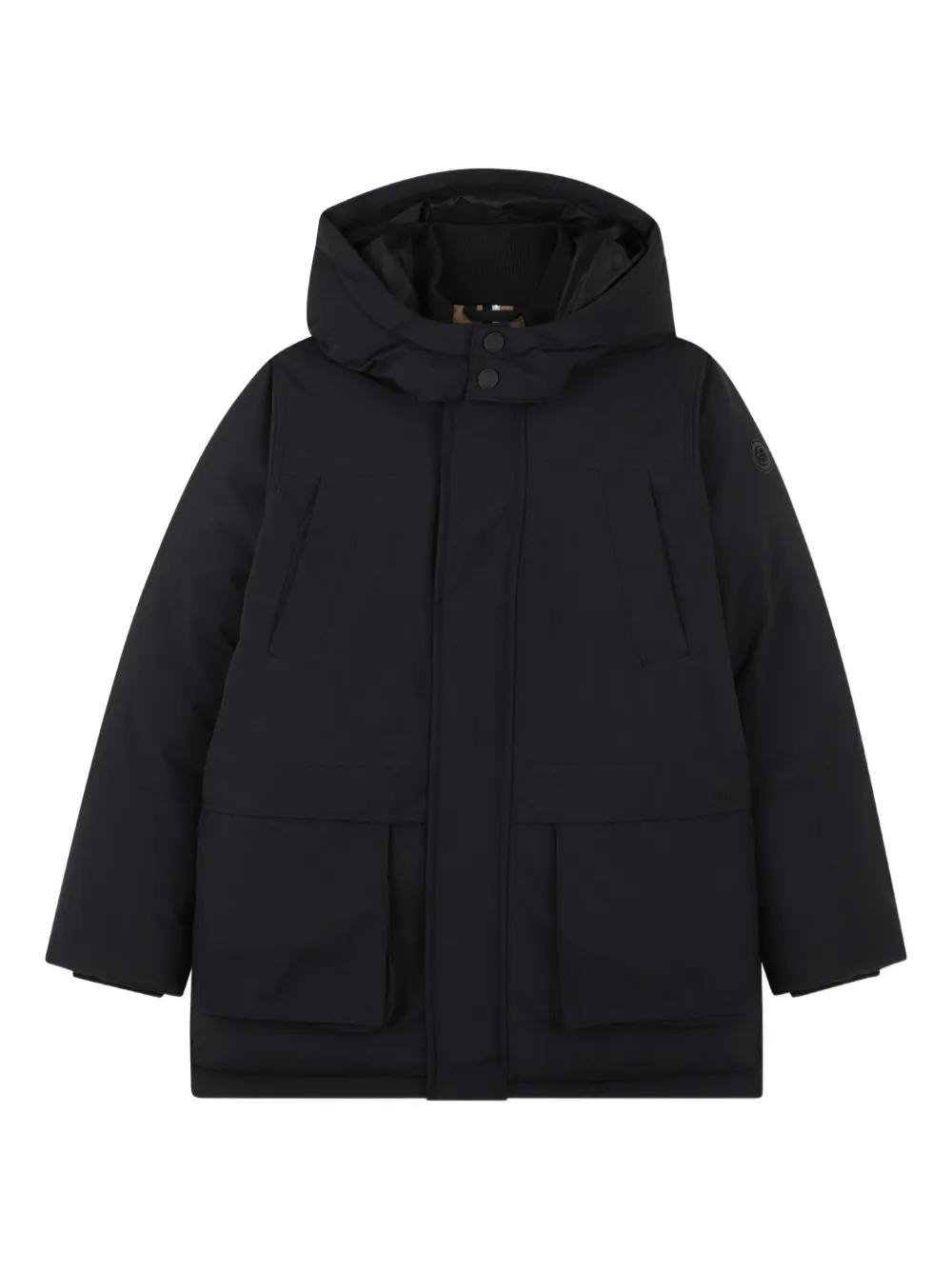 

Пуховик с капюшоном BOSS Kidswear, черный