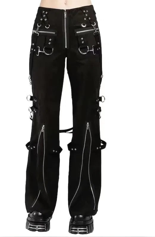 Generic Готические джинсы Fashion Gothic Pant Cyber Chain Goth в стиле панк-рок, черные, винтажные, хлопковые — фото 2